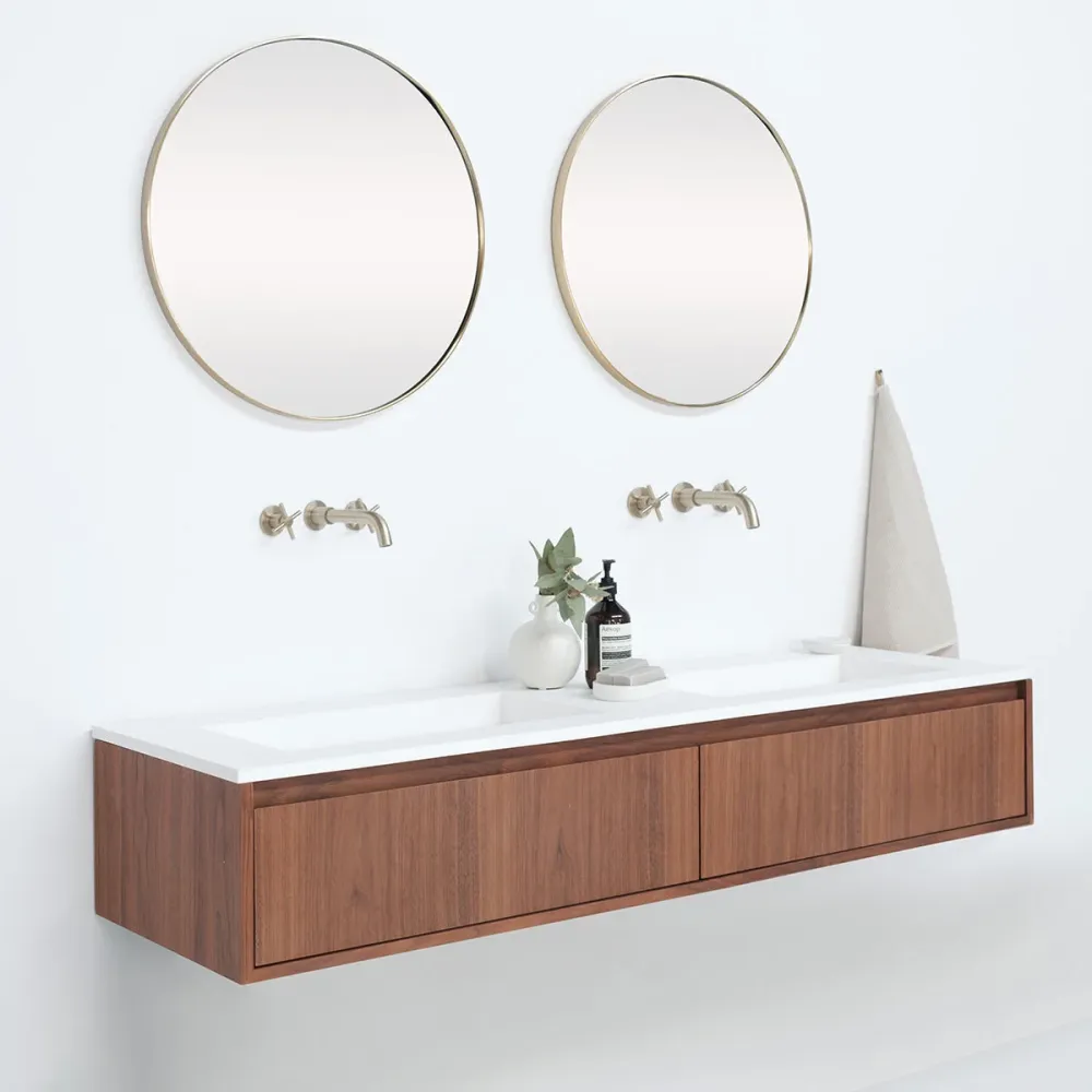 Badkamerset Ann kast kort Walnoot - Julian Wit Mat - 150 cm