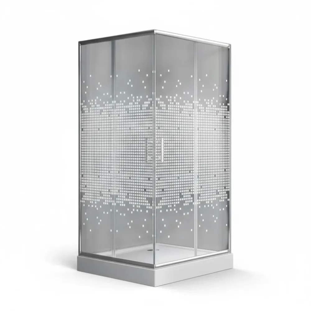 Cabine de douche carré 80/80/190 chromé con Sistema de Almacenaje