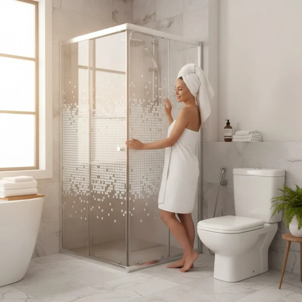 Cabine de douche carré 90/90/190 chromé con Estante para Toallas
