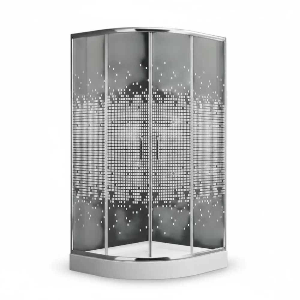 Cabine de douche rond 90/90/190 chromé en Blanco Brillante