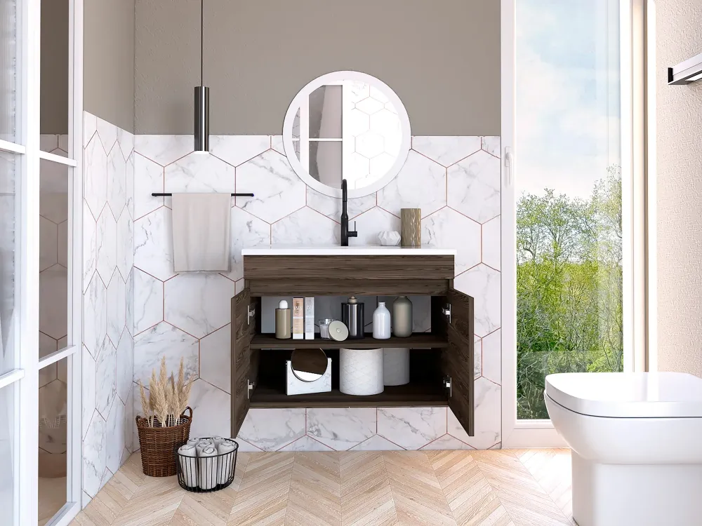Combo Mueble de Baño-(CBC6870) con Espejo Aumentado