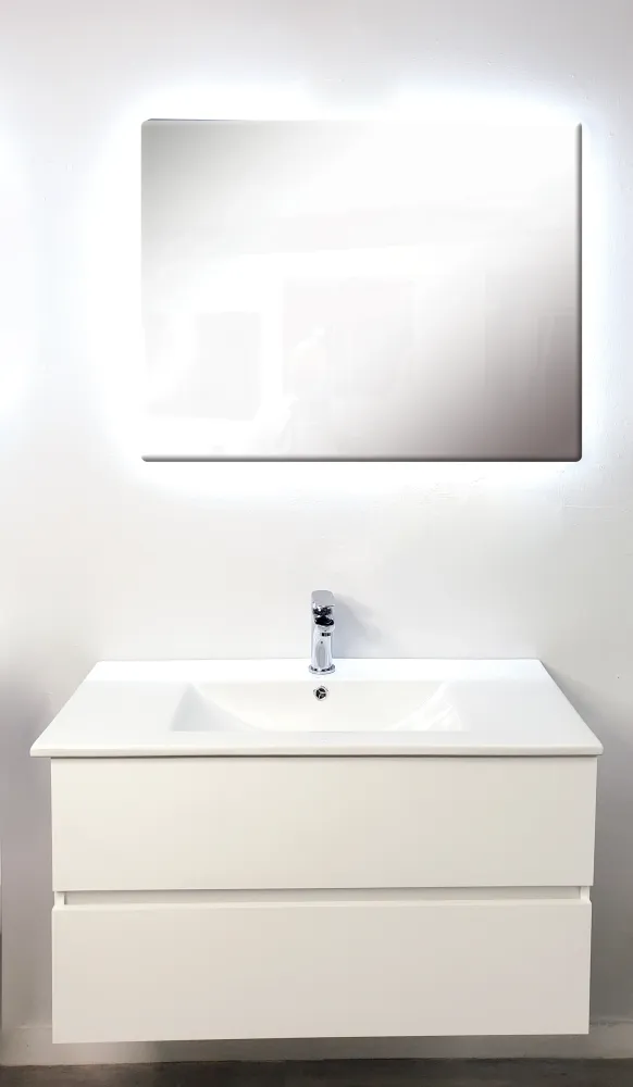 Diseño Moderno con Espejo Mueble de baño en PVC (HKS139050WH)