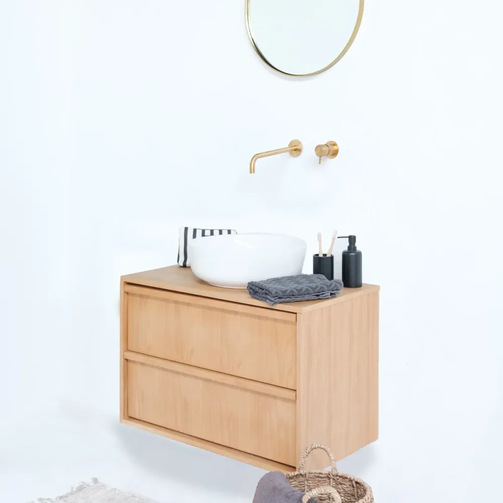 Eiken hout badmeubel 80 cm - Fien - Waskommen Alexis II
