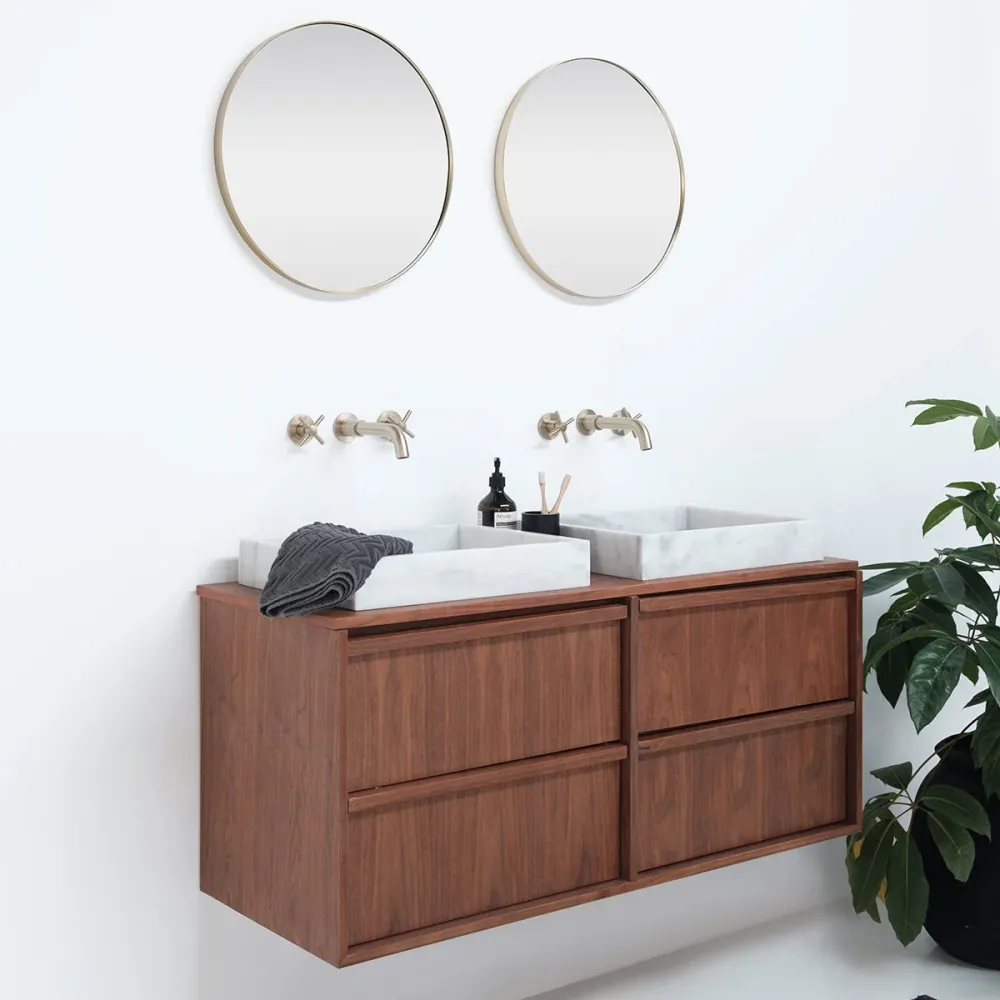 Marmeren badkamermeubel Fien Walnoot - 120 cm