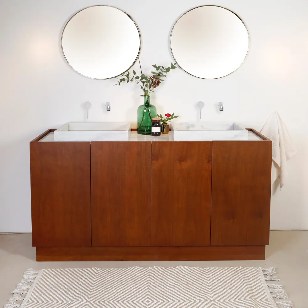Mid-Century Badkamermeubel Felix - Walnoot - 154 cm