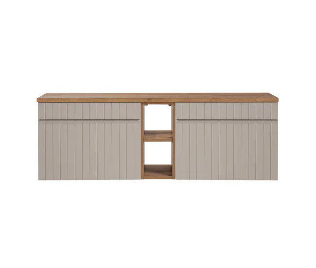 Mueble bajo lavabo 140 cm 2 nichos Zelie Cachemira y madera