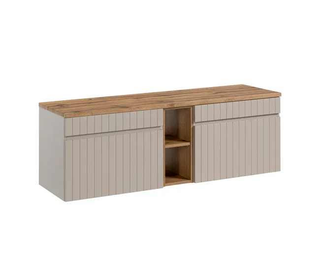 Mueble bajo lavabo 140 cm 2 nichos Zelie Cachemira y madera