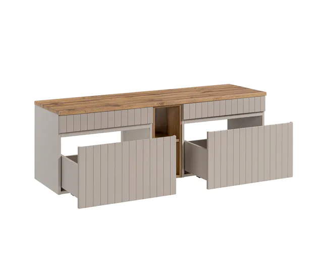 Mueble bajo lavabo 140 cm 2 nichos Zelie Cachemira y madera
