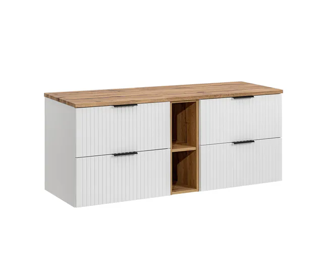 Mueble bajo lavabo 140cm 2 nichos Adriel Blanco | Impermeable | Fácil Limpieza