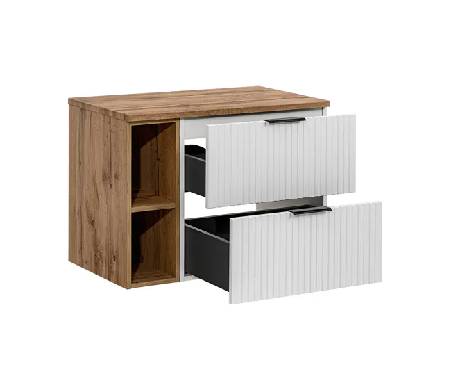 Mueble bajo lavabo 80cm 2 nichos Adriel Blanco con Cajón con Cerradura