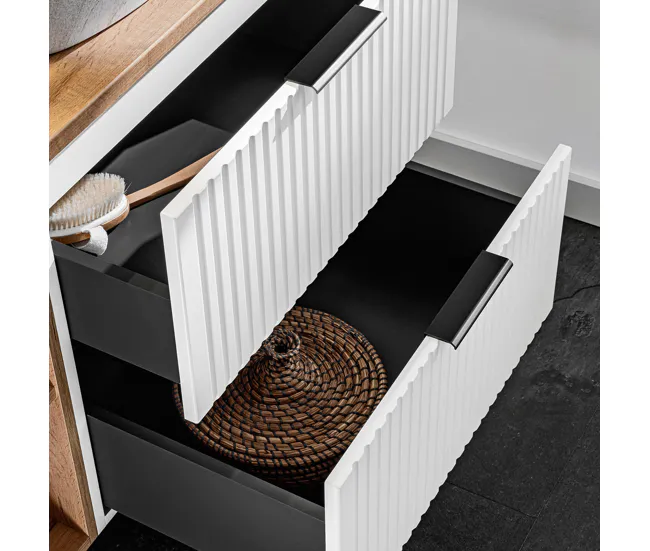Mueble bajo lavabo 80cm 2 nichos Adriel Blanco con Cajón con Cerradura