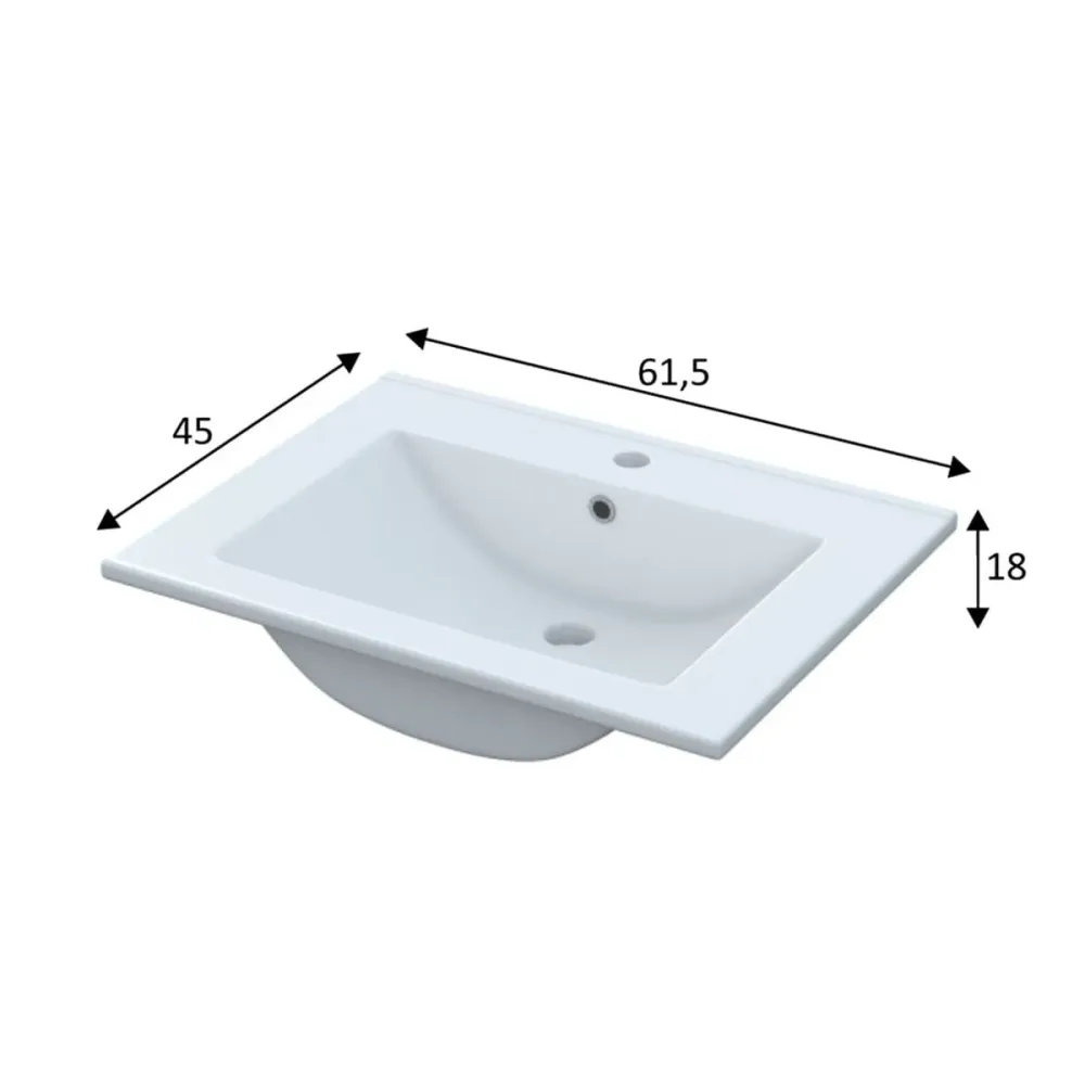 Mueble de baño Athena + espejo + lavabo roble 60 cm con Espejo Aumentado