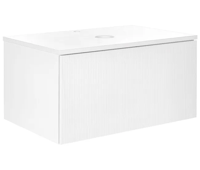 Mueble de baño negro 80 x 52 cm ALZIRA con Estante para Toallas