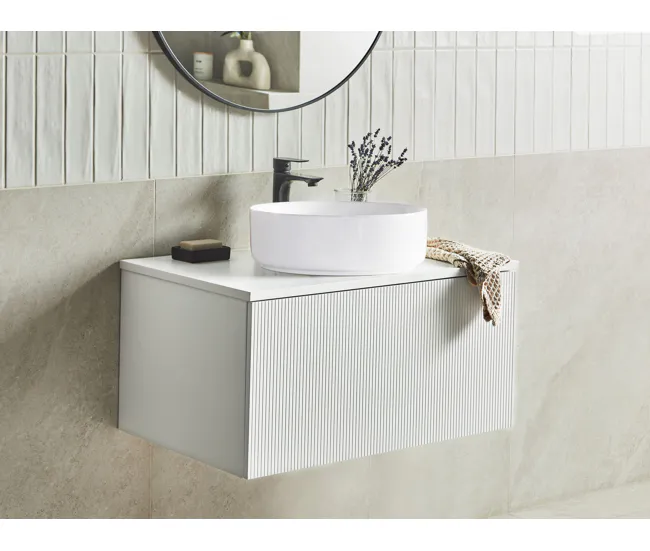 Mueble de baño negro 80 x 52 cm ALZIRA con Estante para Toallas