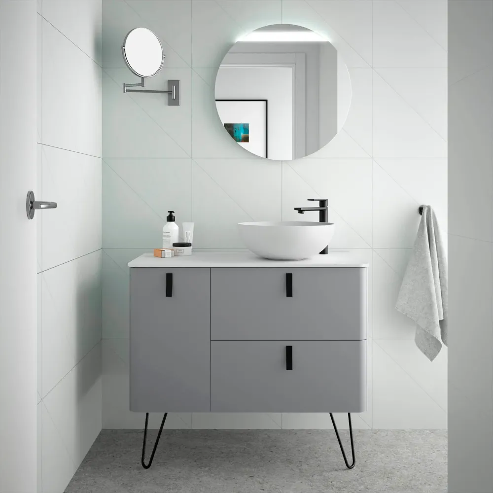 Mueble de baño Uniiq Izquierdo HUMO 90CM para Baños Pequeños