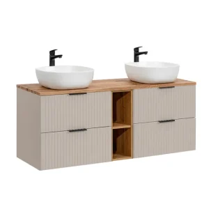 Mueble doble lavabo 140cm 2 nichos Adriel Blanco con Compartimentos