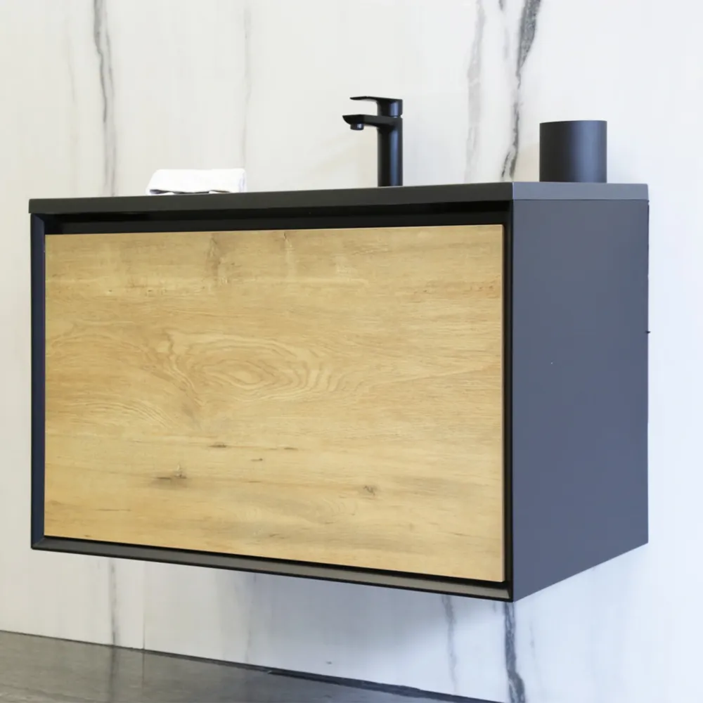 MUEBLE PARA BAÑO FENIX LED 90 ROBLE 900*580*480 MM Resistente la Humedad