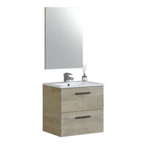 Pack Baño Aruba Melamina Aruba - Roble Alaska en Blanco Brillante