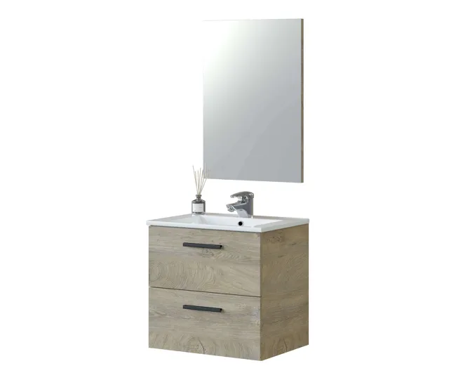 Pack Baño Aruba Melamina Aruba - Roble Alaska en Blanco Brillante
