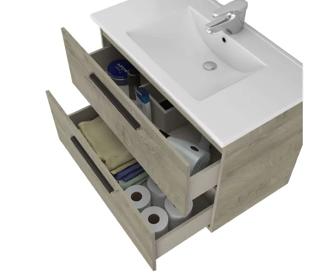 Premium de Madera Maciza Pack Baño Aruba Melamina Aruba - Roble Alaska