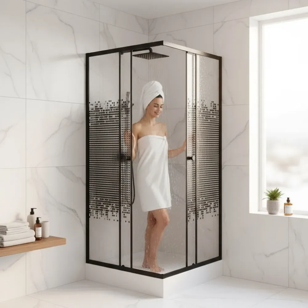 Repisa Flotante Cabine de douche carré 90/90/190 Noir