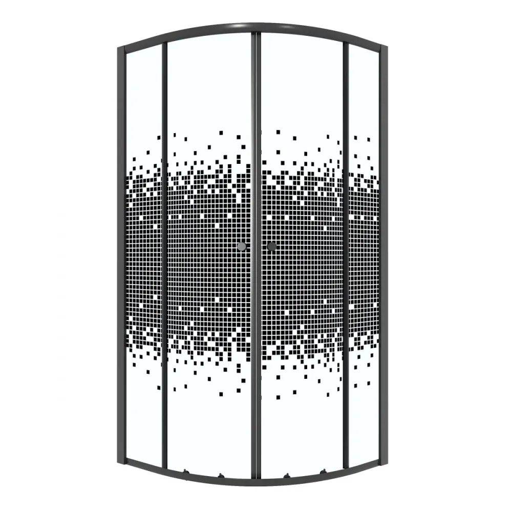 Repisa Flotante Cabine de douche rond 90/90/190 Noir