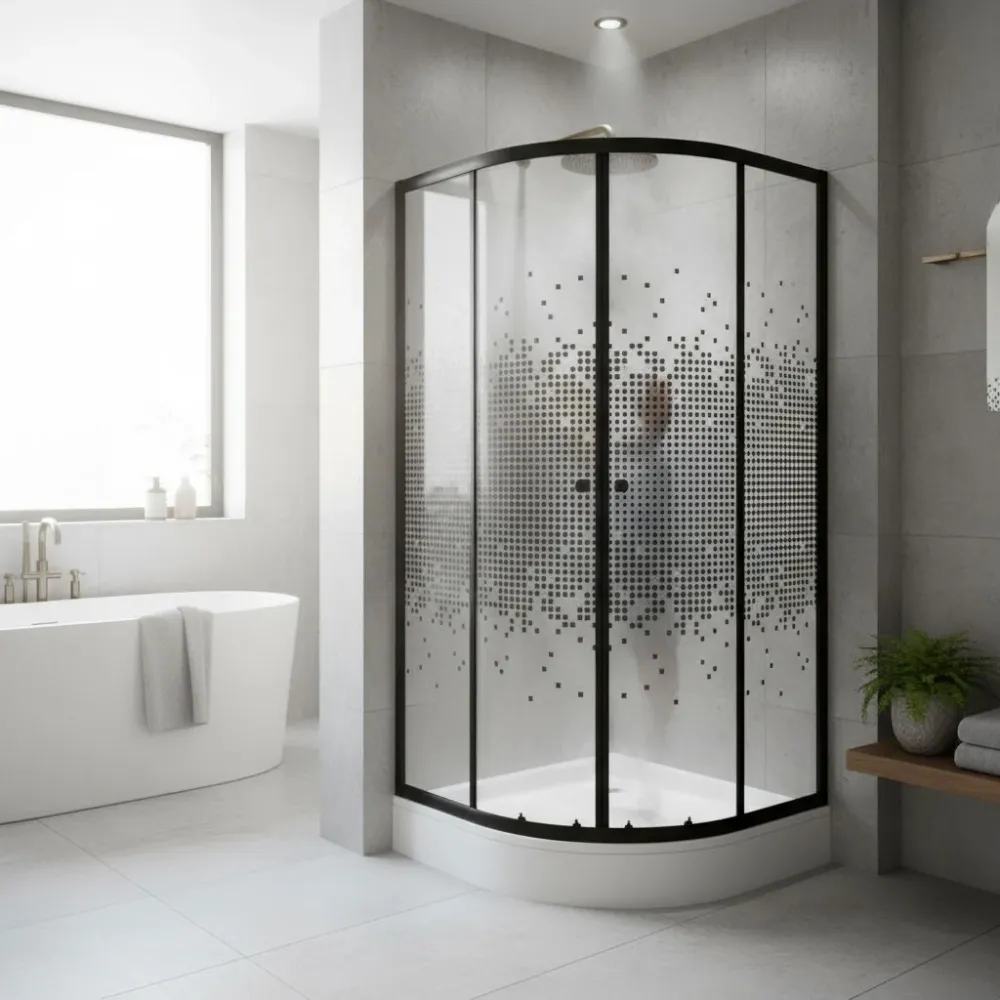 Repisa Flotante Cabine de douche rond 90/90/190 Noir