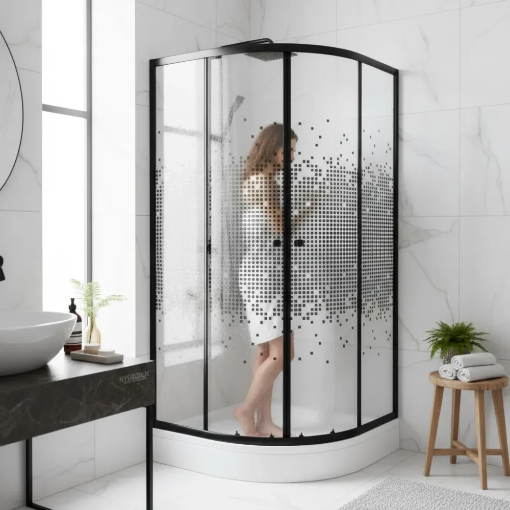 Repisa Flotante Cabine de douche rond 90/90/190 Noir