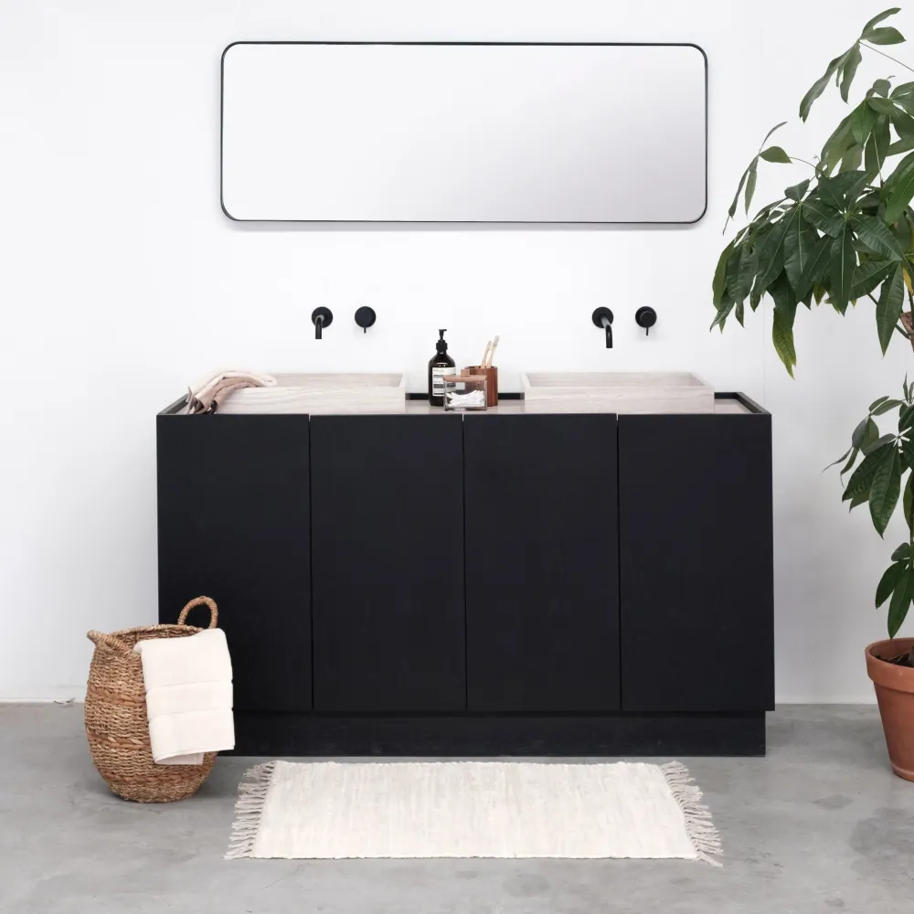 Scandinavisch Badkamermeubel Felix - Zwarte Eik - 154 cm