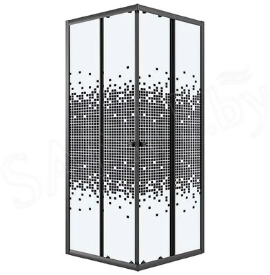 Tocador con Espejo Cabine de douche carré 80/80/190 Noir