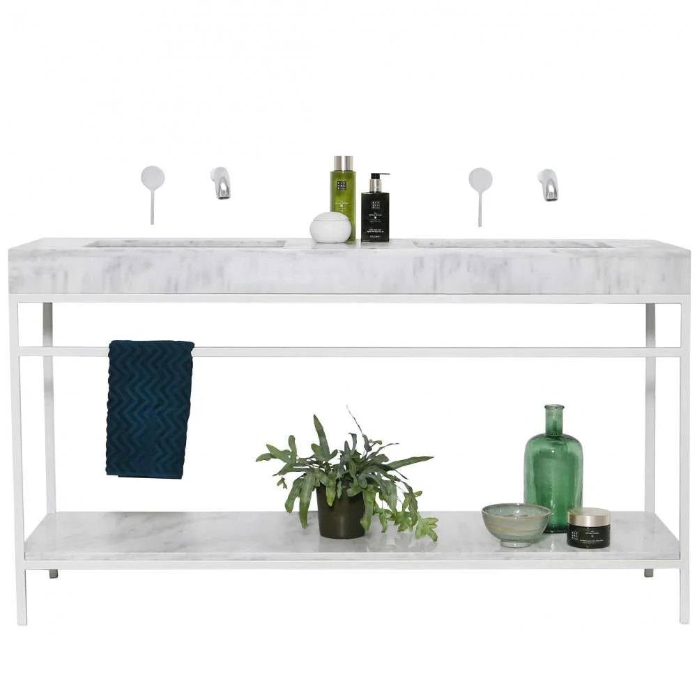 Wasbak Francis - Wit Marmer - 150 cm