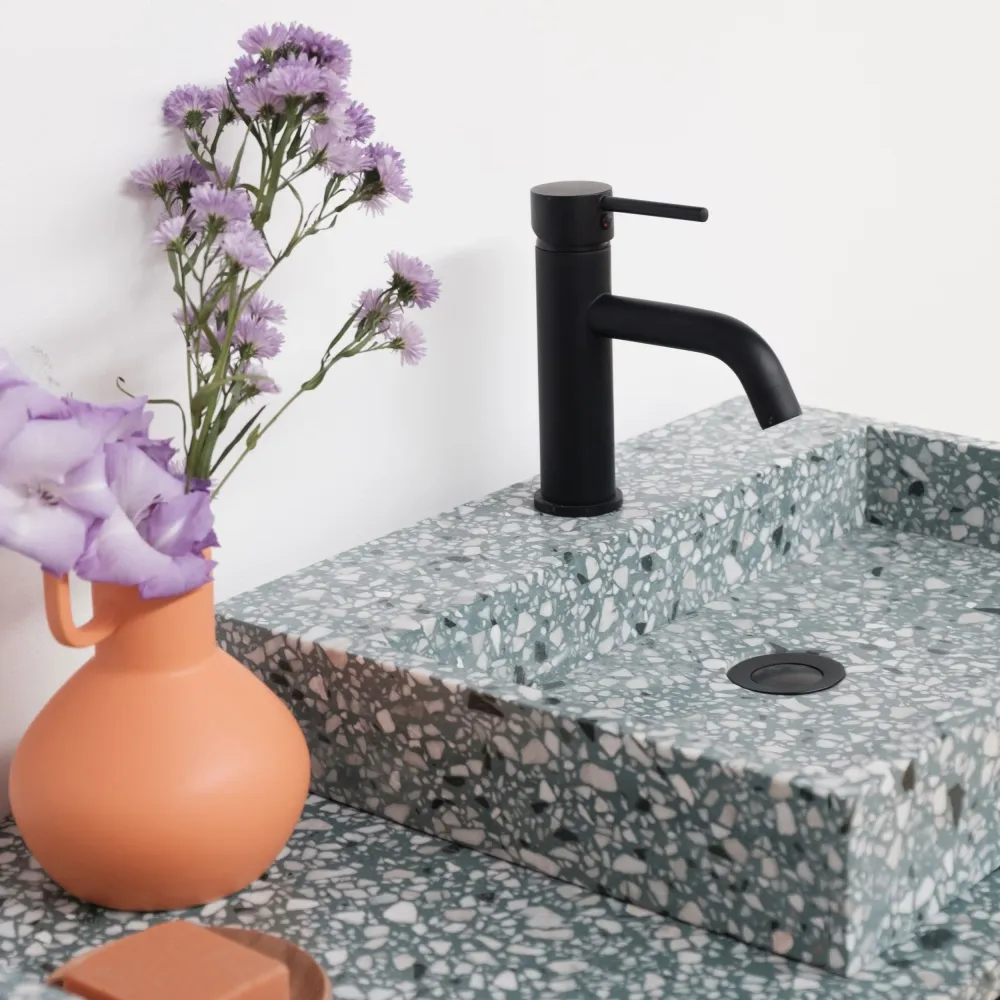 Wastafelmeubel Terrazzo Groen - Zwart Eik - ANN (150 cm)