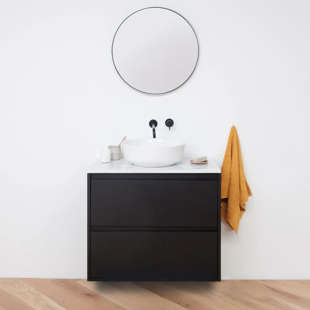 Zwart badkamermeubel ANN - (80cm) - Zwarte eik con Espejo Aumentado