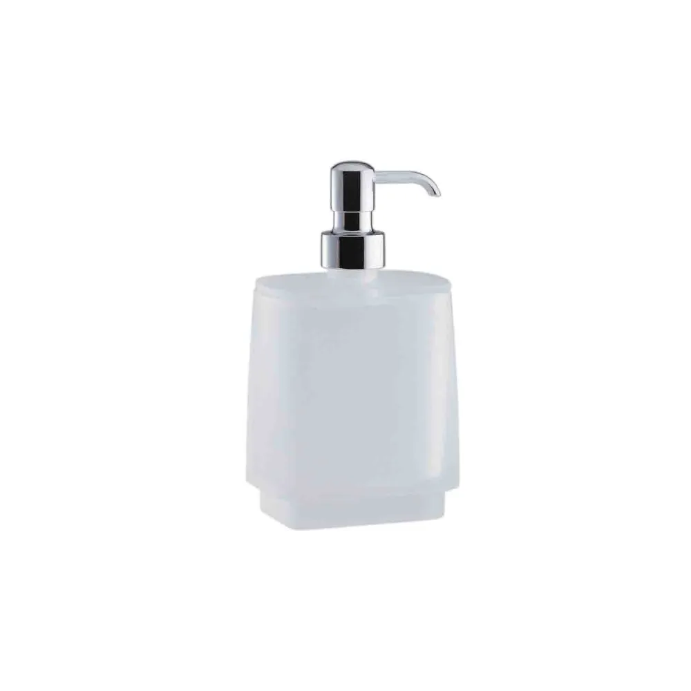 Dispensador de jabón de apoyo en latón y vidrio acidado colección Time de Colombo Design