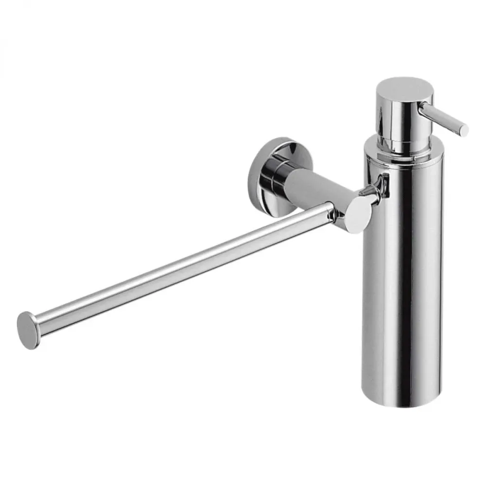 Dispensador de jabón con porta toallas Bidet en latón cromado radiante colección Plus de Colombo Design