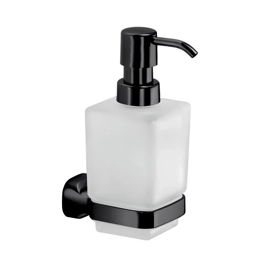 Dispensador de jabón de pared en acero inoxidable y vidrio esmerilado Gedy serie Stelvio - negro mate