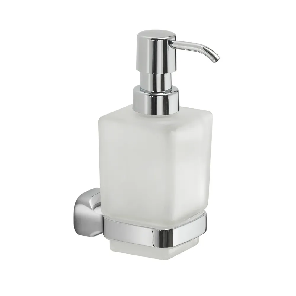 Dispensador de jabón de pared en acero inoxidable y vidrio esmerilado Gedy serie Stelvio - Cromado