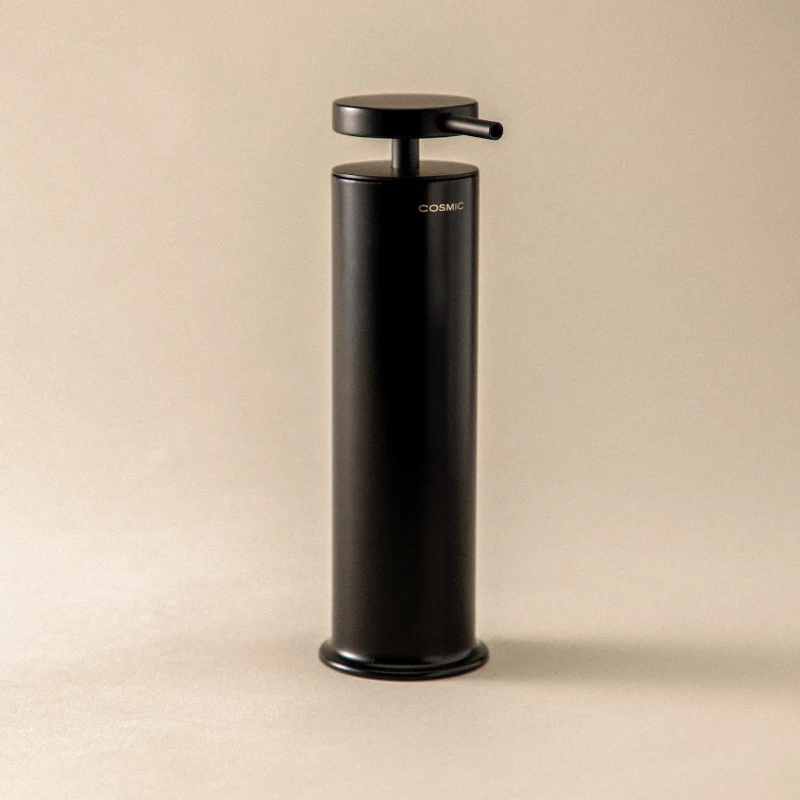 Dispensador de jabón de sobremesa en acero de la colección 'Geyser' de Cosmic - Negro satinado