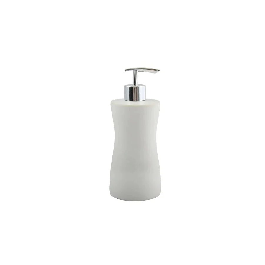 Dispenser Porta Sapone ceramica di colore bianco con erogatore cromo collezione Athena