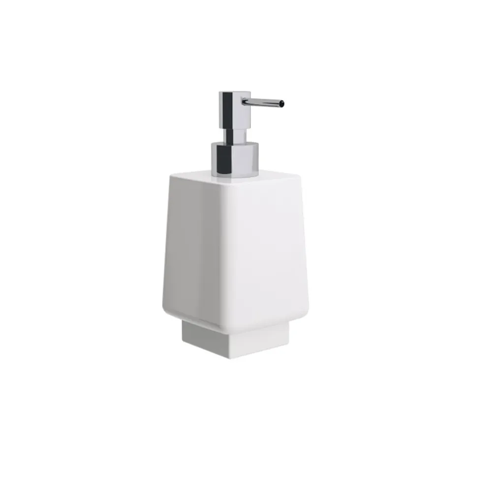 Dispenser sapone ceramica bianca collezione Dado di Lineabeta 250ml - dosatore satinato