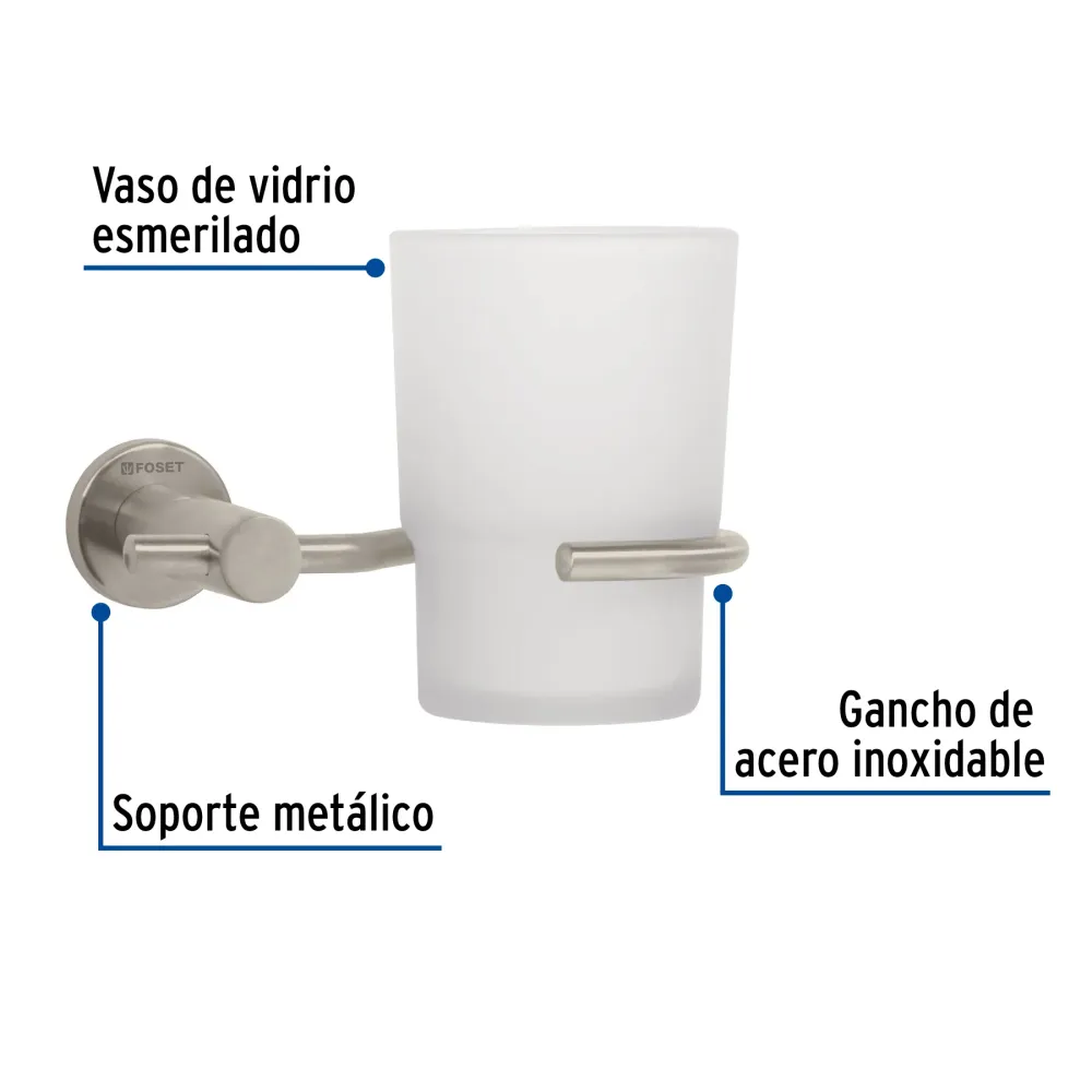 Portavaso cepillero, satinado, línea Element