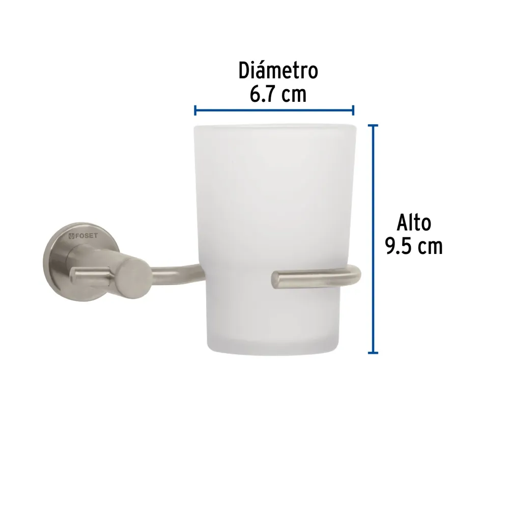 Portavaso cepillero, satinado, línea Element