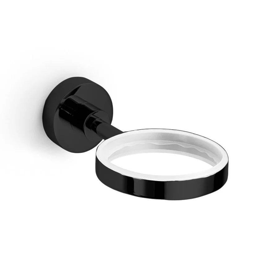 Soporte individual para soporte vaso portacepillo de dientes en latón pintado negro Lineabeta colección Baketo