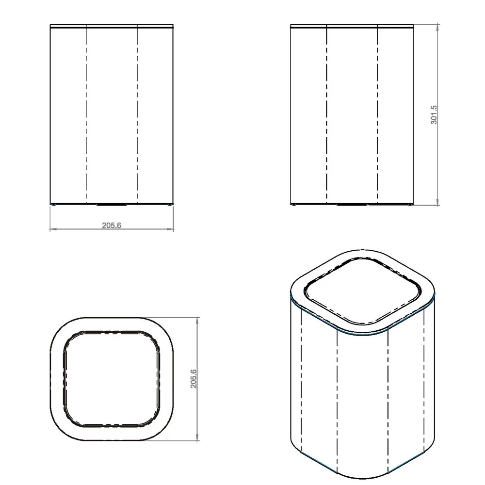 Cestino papelera de baño en acero inoxidable pulido de la colección 'Line' de Cosmic - cm 20,5x20,5x30