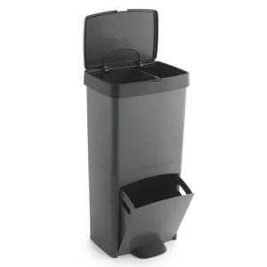 Cubo de basura 70L, VERTICAL, 2 compartimentos, papelera residuos, 76 cm, simple gestión