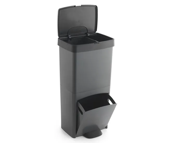 Cubo de basura 70L, VERTICAL, 2 compartimentos, papelera residuos, 76 cm, simple gestión