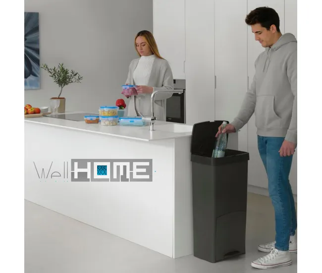 Cubo de basura 70L, VERTICAL, 2 compartimentos, papelera residuos, 76 cm, simple gestión