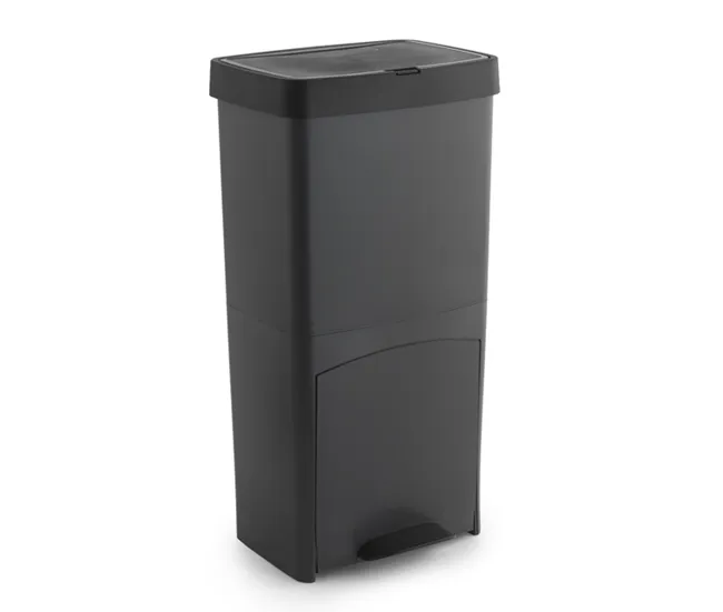 Cubo de basura 70L, VERTICAL, 2 compartimentos, papelera residuos, 76 cm, simple gestión