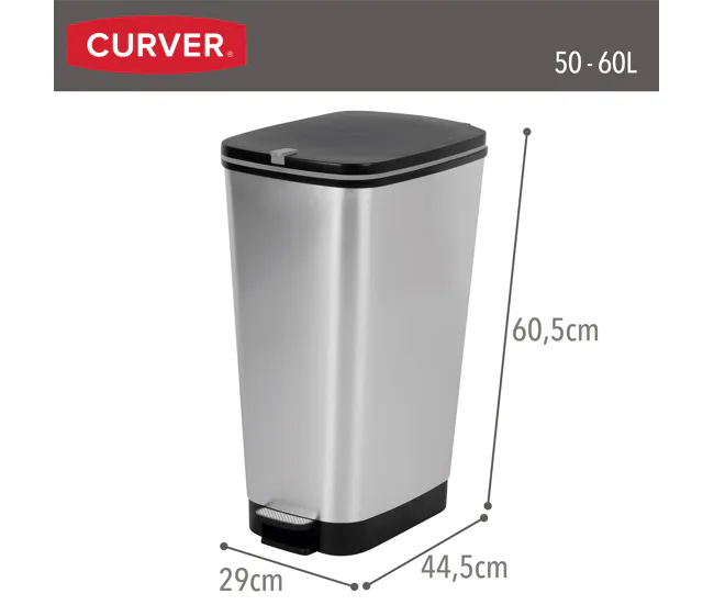 Curver Cubo de basura con pedal Chic Bin 50-60L gris