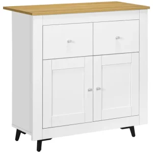 HOMCOM Aparador de Cocina Buffet Auxiliar de Comedor Vanguardista con Puertas Dobles y 2 Cajones para Salón Entrada Oficin...